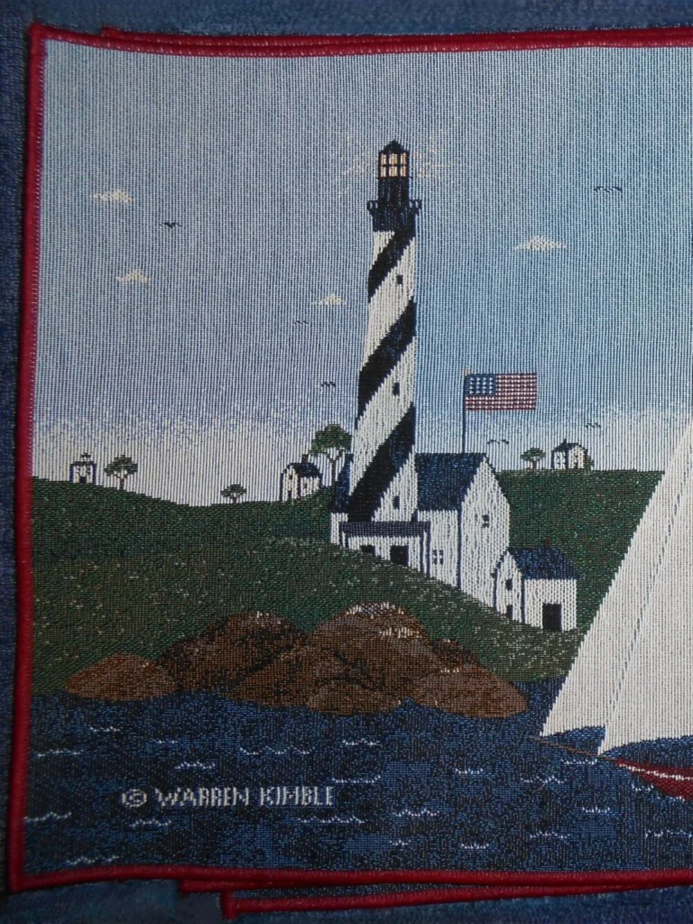Warren Kimble Coastal Breeze 3 decorative nesting stacking boxes 6 placemats
